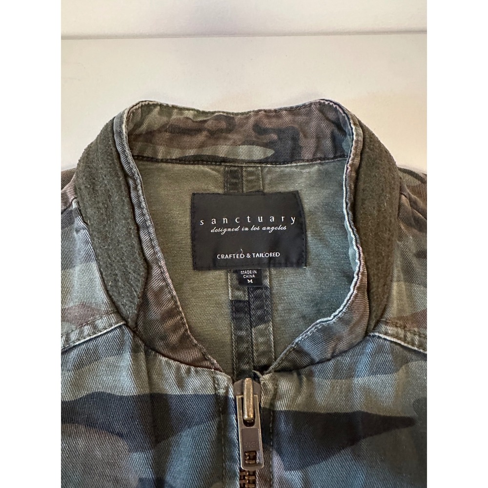 Sanctuary Military Utility Zip Up Jacket in Green Camo | Size Medium - Picture 5 of 8